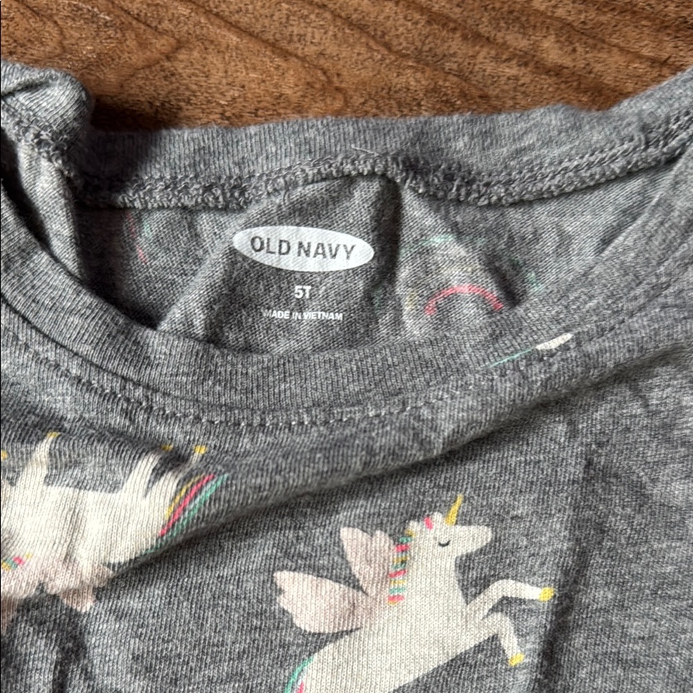 Gray Unicorn and Rainbow Kids T-Shirt - Picture 3 of 4